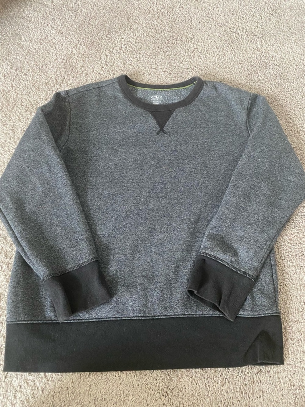 Boys Crewneck Sweatshirt in Heather Gray with Contrast Black Trim